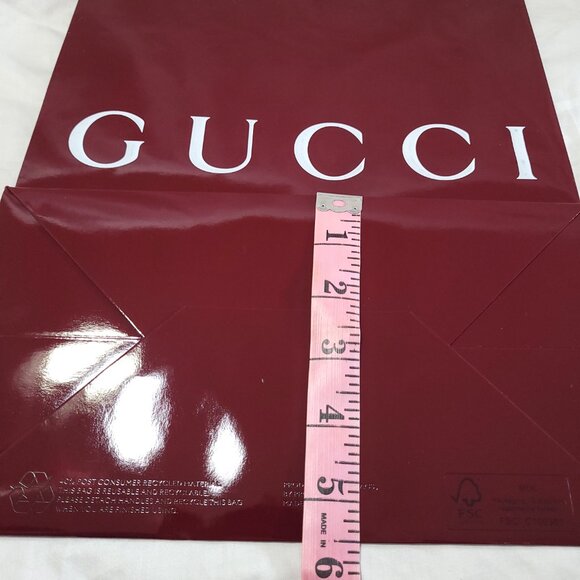Gucci Red Glossy Gift Bag Reusable Shopping Logo Spell Out Empty 13.75 x 10 in - Picture 14 of 16